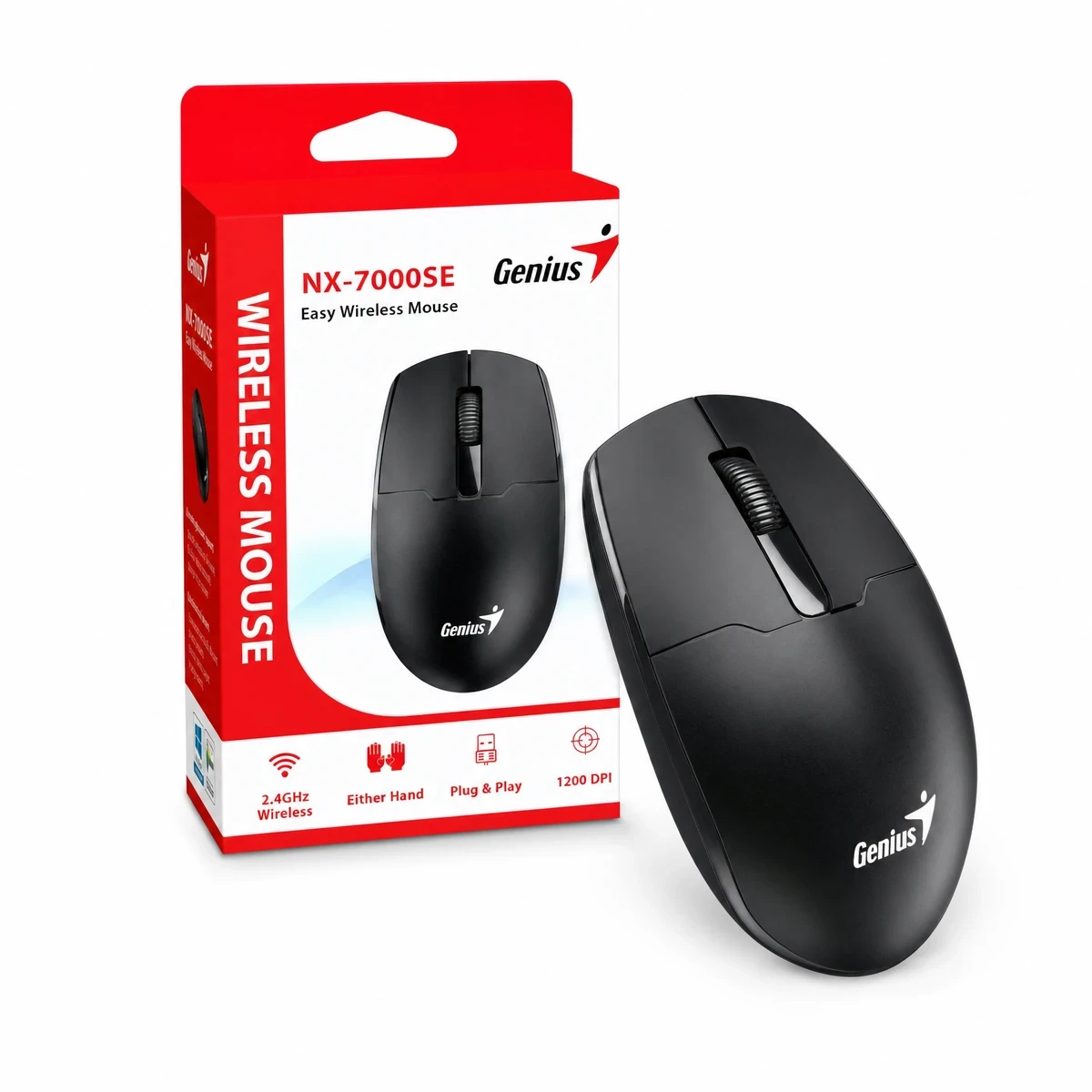 Mouse inalámbrico negro Genius NX-7000SE con receptor USB-A