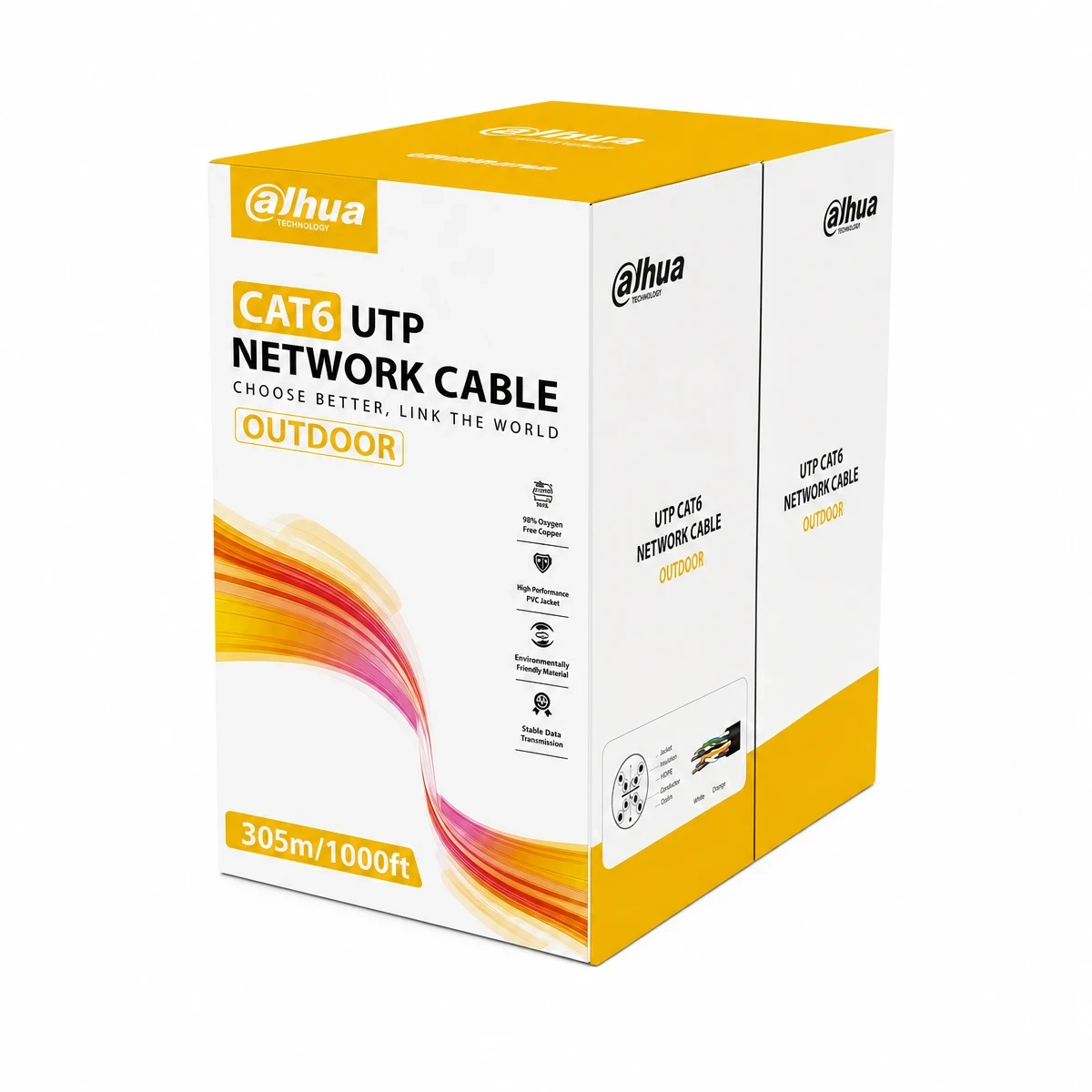 Rollo de cable UTP CAT6 para exterior Dahua DH-PFM920-6UN de 305 m