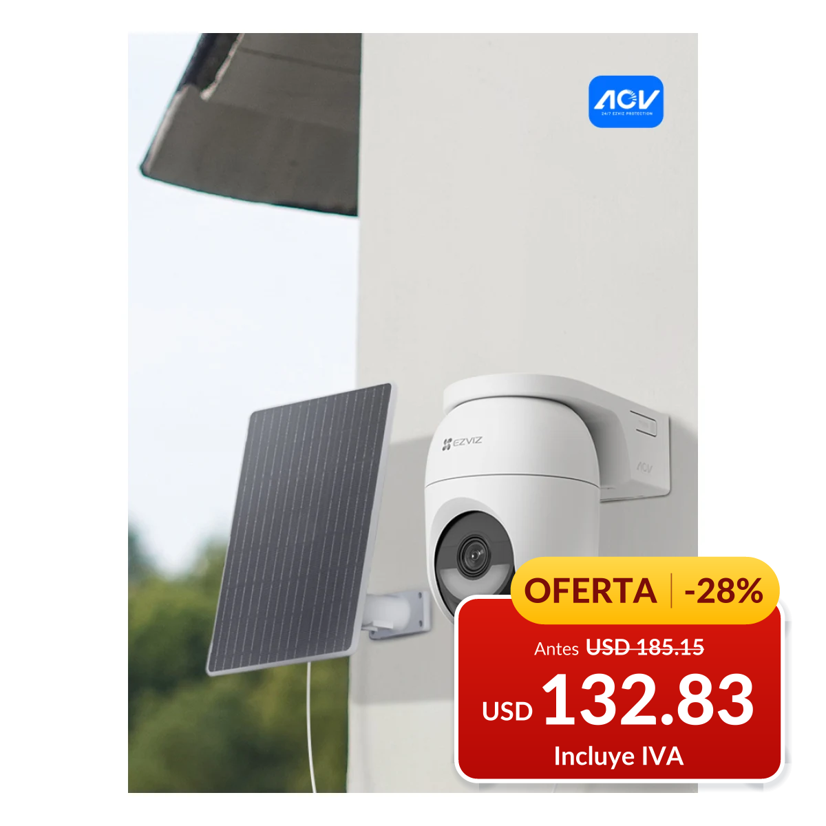 Kit de cámara solar EZVIZ CB8C 2K 4 MP con panel SP-R100 en oferta