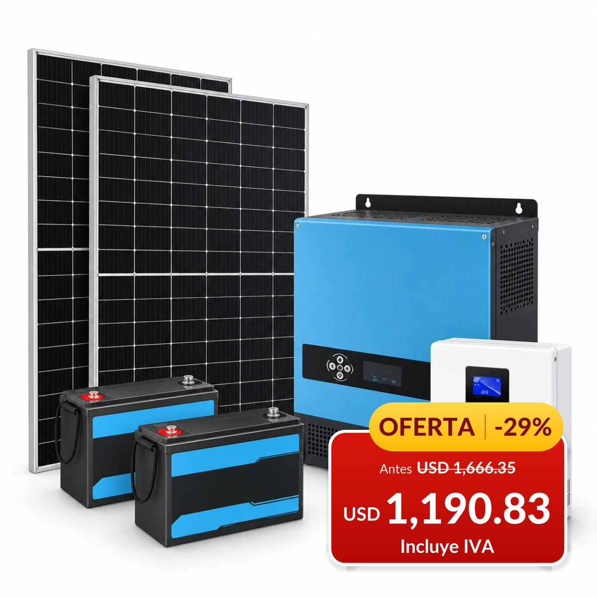 Kit solar residencial de 1000 W con baterías de litio en oferta